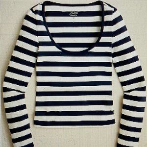 NWT- NAVY- Scoopneck ribbed long-sleeve T-shirt - XL